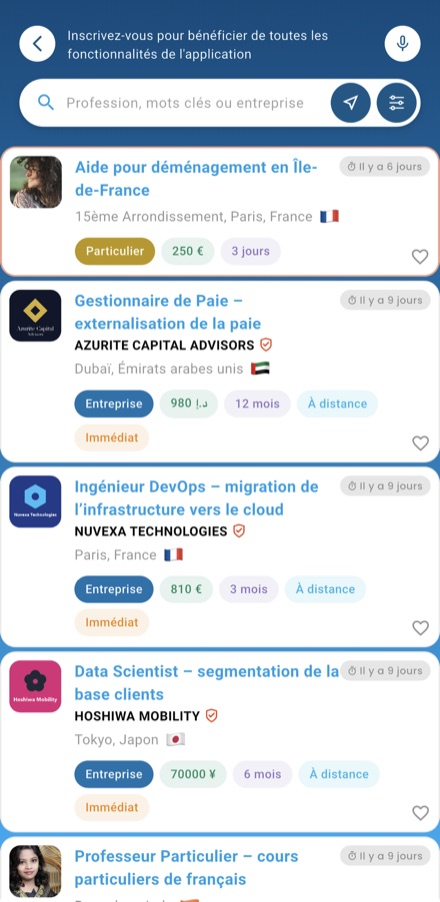 FreeCust-App: Liste der Missionen